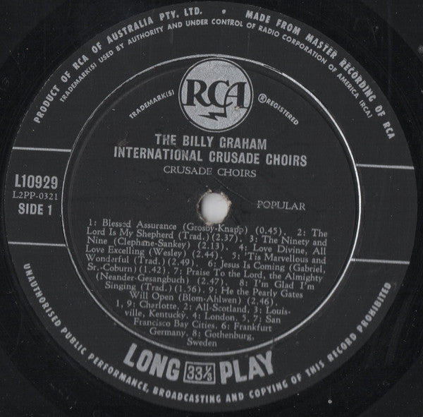 Various With George Beverly Shea - The Billy Graham International Crusade Choirs - LP