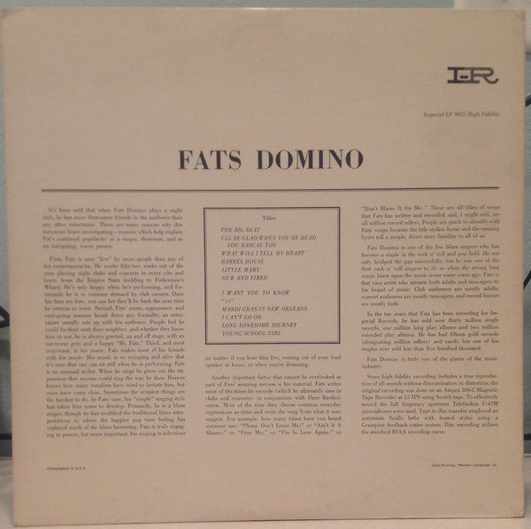 Fats Domino - The Fabulous "Mr. D" - LP