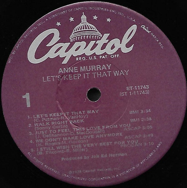 Anne Murray - Let's Keep It That Way - LP