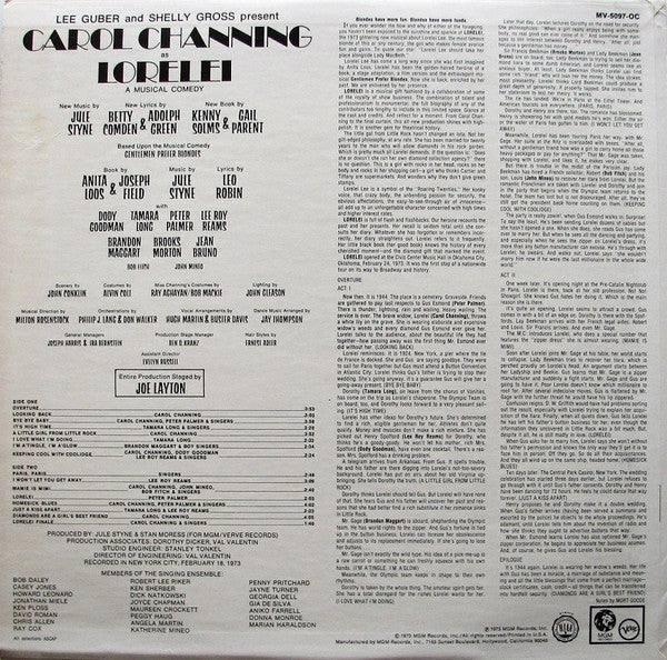 Carol Channing - The Original Cast Album - Carol Channing As Lorelei: A Musical Comedy - LP
