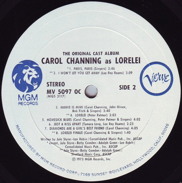 Carol Channing - The Original Cast Album - Carol Channing As Lorelei: A Musical Comedy - LP