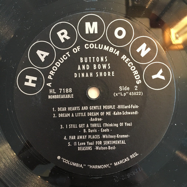 Dinah Shore - Buttons And Bows - LP