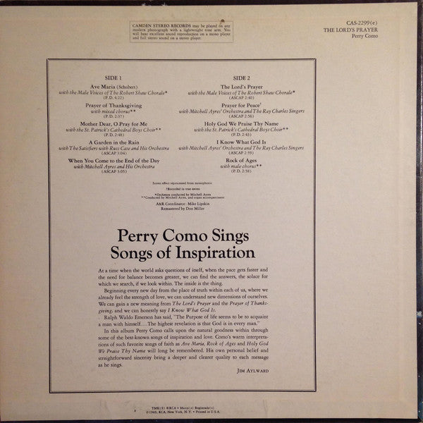 Perry Como - The Lord's Prayer - LP