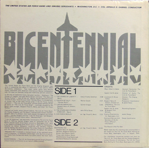The United States Air Force Band* And The Singing Sergeants - Bicentennial - LP
