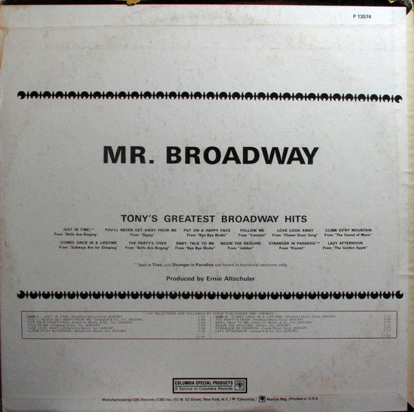 Tony Bennett - Mr. Broadway (Tony's Greatest Broadway Hits) - LP