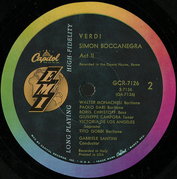 Giuseppe Verdi, Gabriele Santini , Tito Gobbi, Boris Christoff, Victoria De Los Angeles, Giuseppe Campora - Simon Boccanegra - LP