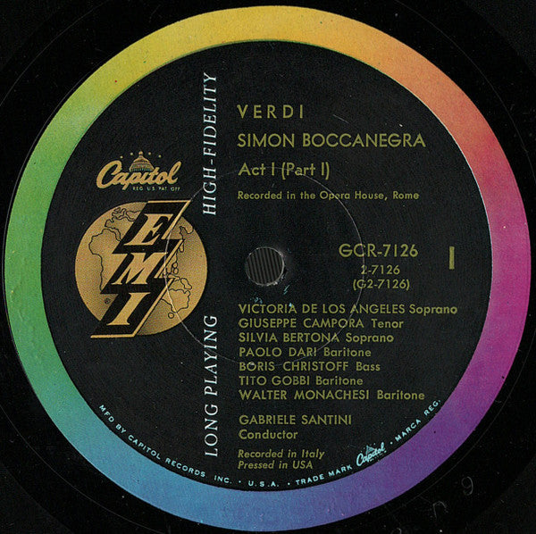 Giuseppe Verdi, Gabriele Santini , Tito Gobbi, Boris Christoff, Victoria De Los Angeles, Giuseppe Campora - Simon Boccanegra - LP