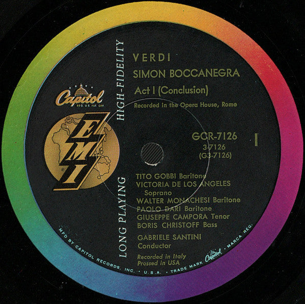 Giuseppe Verdi, Gabriele Santini , Tito Gobbi, Boris Christoff, Victoria De Los Angeles, Giuseppe Campora - Simon Boccanegra - LP