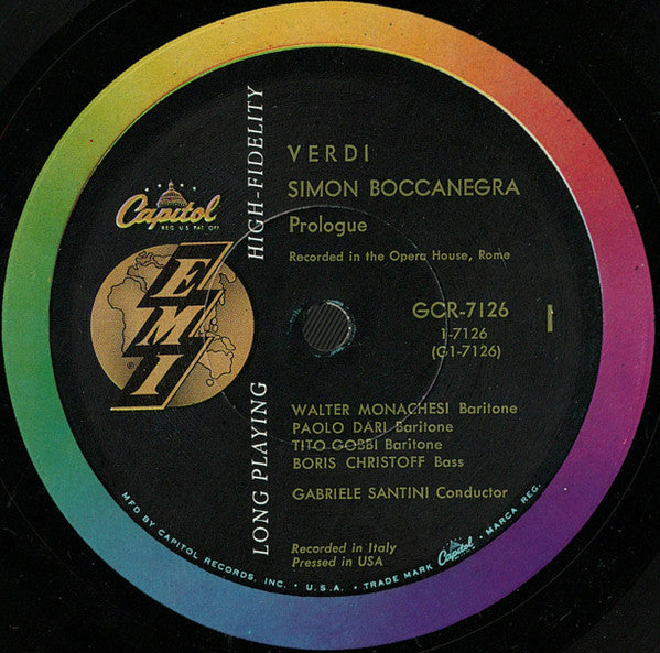 Giuseppe Verdi, Gabriele Santini , Tito Gobbi, Boris Christoff, Victoria De Los Angeles, Giuseppe Campora - Simon Boccanegra - LP