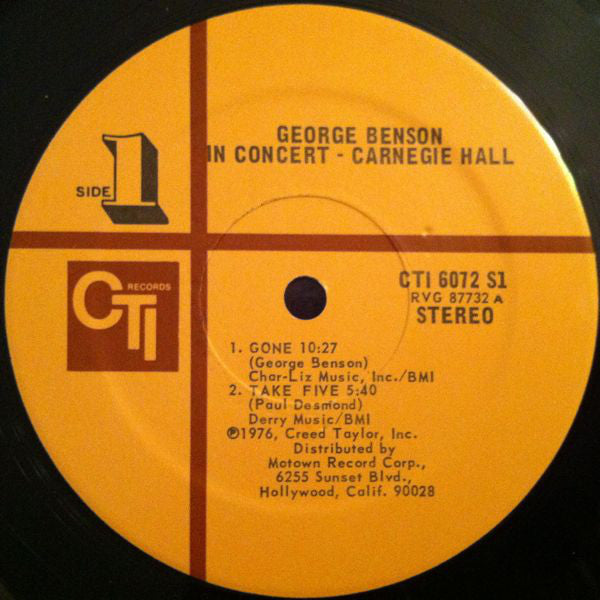 George Benson Guest Hubert Laws - In Concert - Carnegie Hall - LP