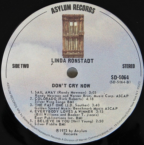Linda Ronstadt - Don't Cry Now - LP