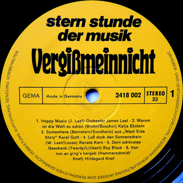 Various - Vergißmeinnicht - Stern-Stunde Der Musik - LP