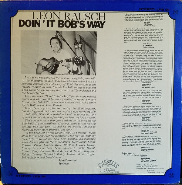 Leon Rausch - Doin' It Bob's Way - LP