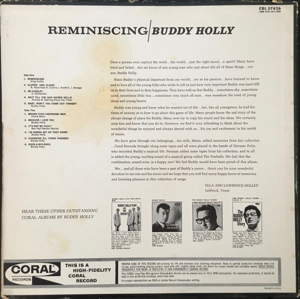 Buddy Holly - Reminiscing - LP