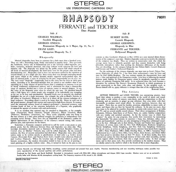 Ferrante And Teicher* - Rhapsody - LP