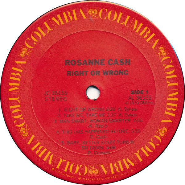 Rosanne Cash - Right Or Wrong - LP