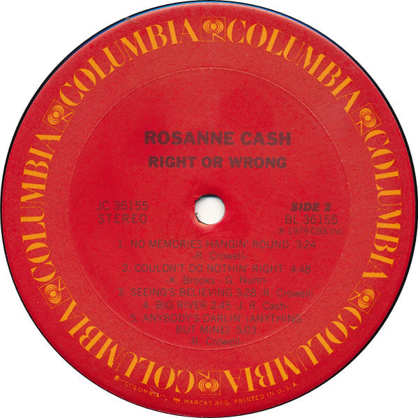 Rosanne Cash - Right Or Wrong - LP