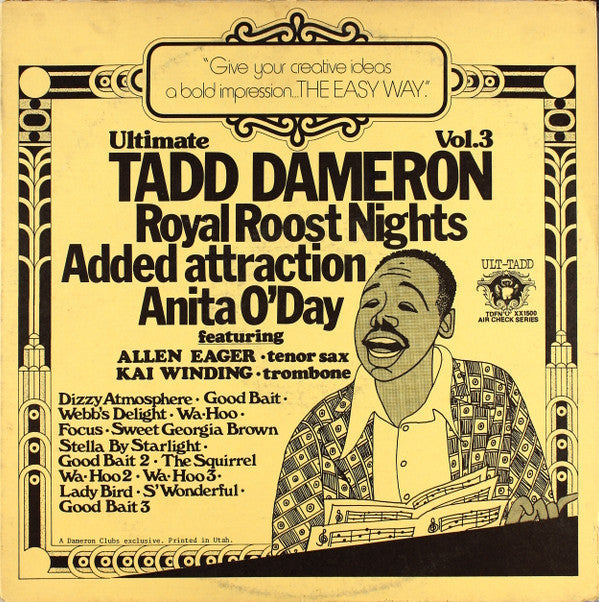 Tadd Dameron - Ultimate Tadd Dameron Vol.3 Royal Roost Nights Added Attraction Anita O'Day - LP