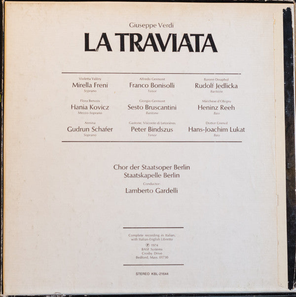 Giuseppe Verdi, Mirella Freni, Franco Bonisolli, Sesto Bruscantini, Staatskapelle Berlin, Lamberto Gardelli - La Traviata - LP