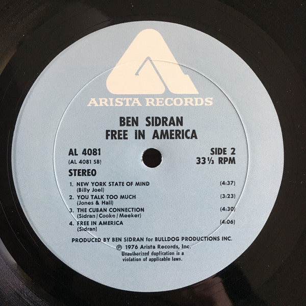 Ben Sidran - Free In America - LP