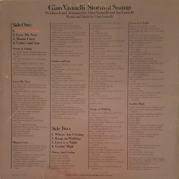 Gino Vannelli - Storm At Sunup - LP