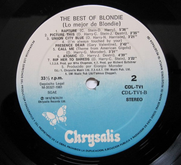 Blondie - The Best Of Blondie = Lo Mejor De Blondie - LP