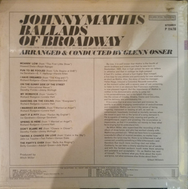 Johnny Mathis - Ballads Of Broadway - LP