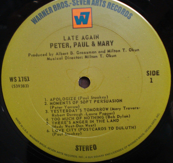 Peter, Paul & Mary - Late Again - LP