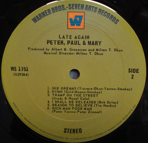 Peter, Paul & Mary - Late Again - LP