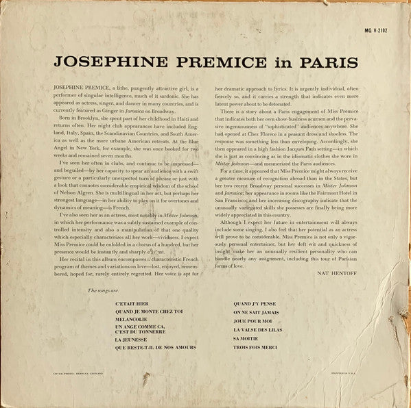 Josephine Premice - In Paris - LP