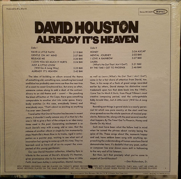 David Houston - Already It's Heaven - LP