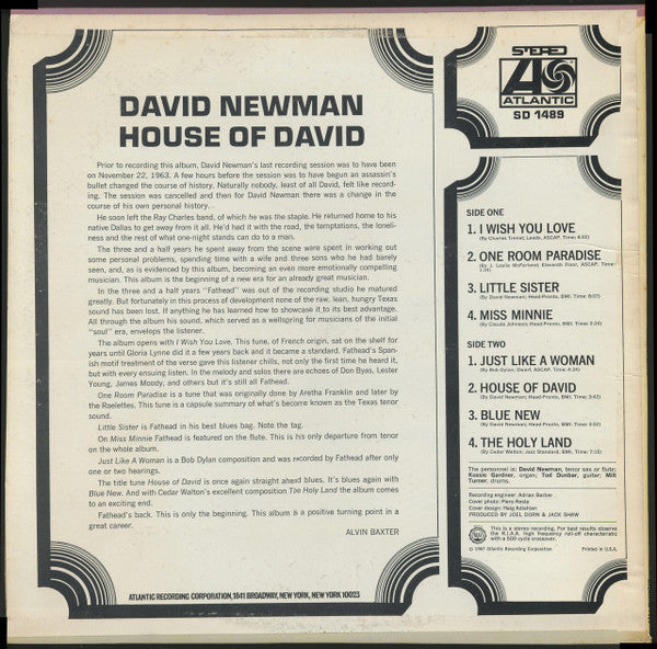 David Newman* - House Of David - LP