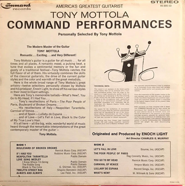 Tony Mottola - Command Performances - LP