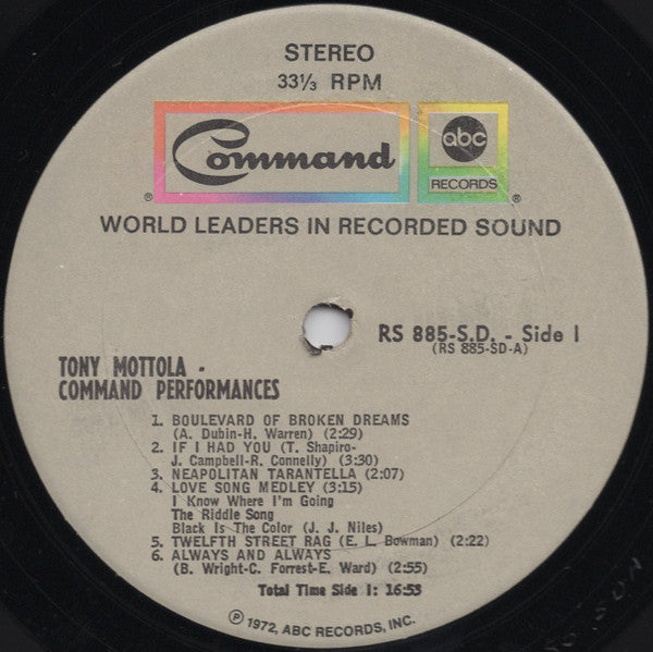 Tony Mottola - Command Performances - LP