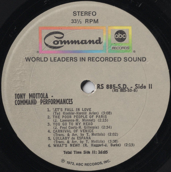 Tony Mottola - Command Performances - LP
