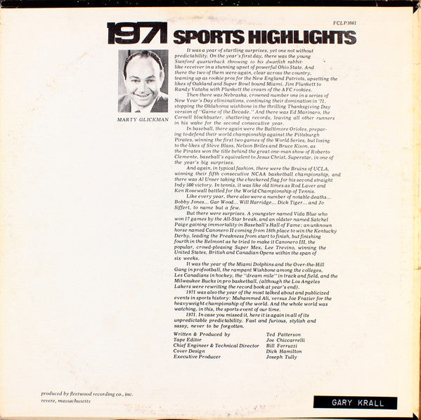 Marty Glickman - 1971 Sports Highlights - LP