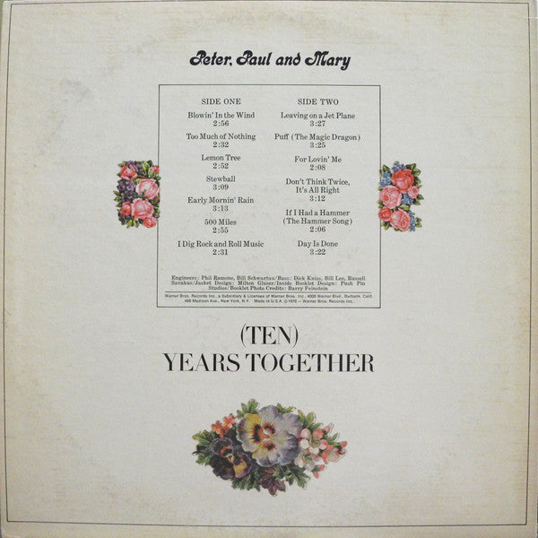 Peter, Paul And Mary* - The Best Of Peter, Paul And Mary: (Ten) Years Together - LP