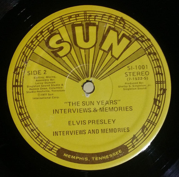 Elvis Presley - Interviews And Memories Of:  The Sun Years - LP