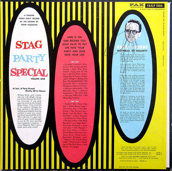 Buzzy Greene - Stag Party Special Volume One - LP