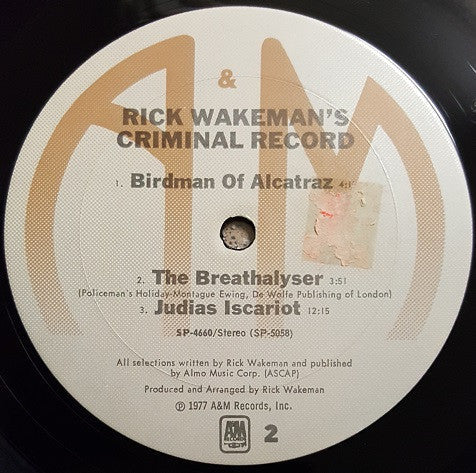 Rick Wakeman - Rick Wakeman's Criminal Record - LP