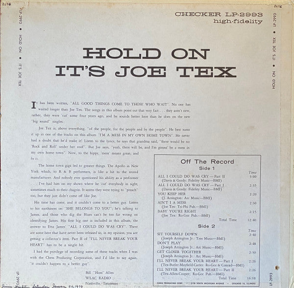 Joe Tex - Hold On! It's Joe Tex - LP