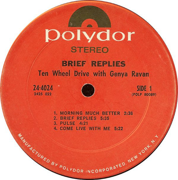 Ten Wheel Drive With Genya Ravan - Brief Replies - LP