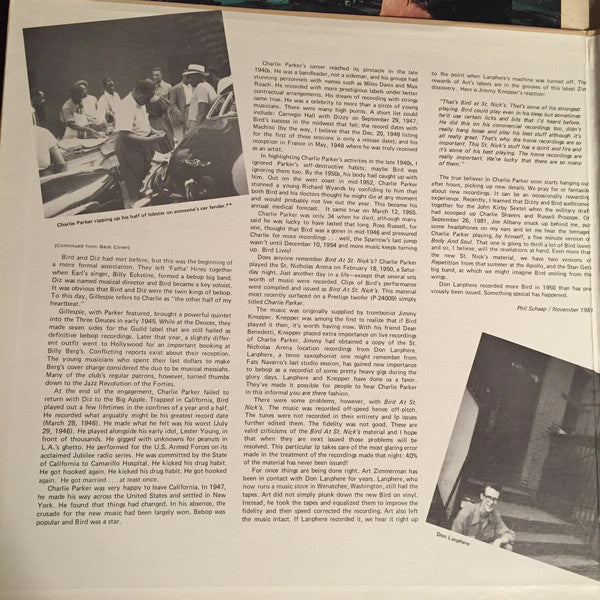 Charlie Parker - At the Apollo Theatre and St. Nick's Arena + The Stan Getz Brothers Band - LP
