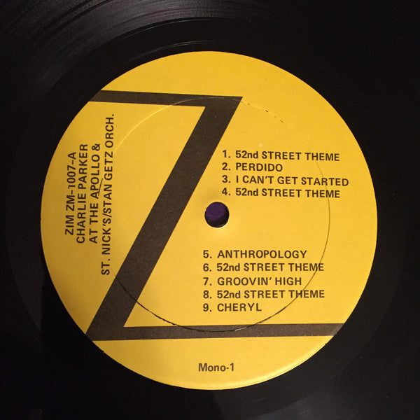 Charlie Parker - At the Apollo Theatre and St. Nick's Arena + The Stan Getz Brothers Band - LP