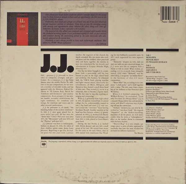 The J.J. Johnson Sextet - J.J. Inc. - LP