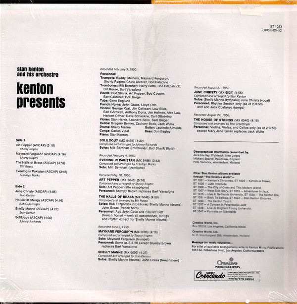 Stan Kenton - New Concepts Of Artistry In Rhythm - LP