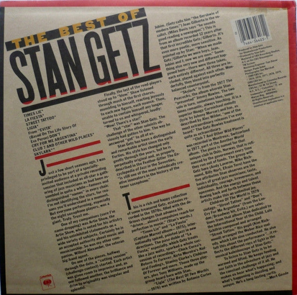 Stan Getz - The Best Of Stan Getz - LP