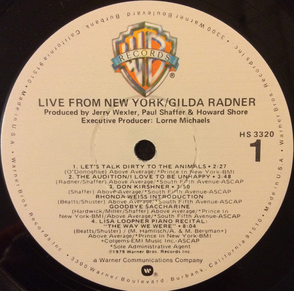 Gilda Radner - Live From New York - LP