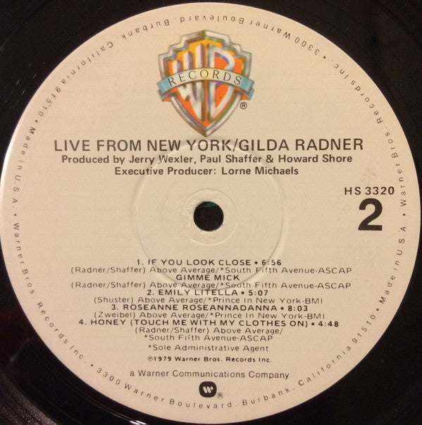 Gilda Radner - Live From New York - LP