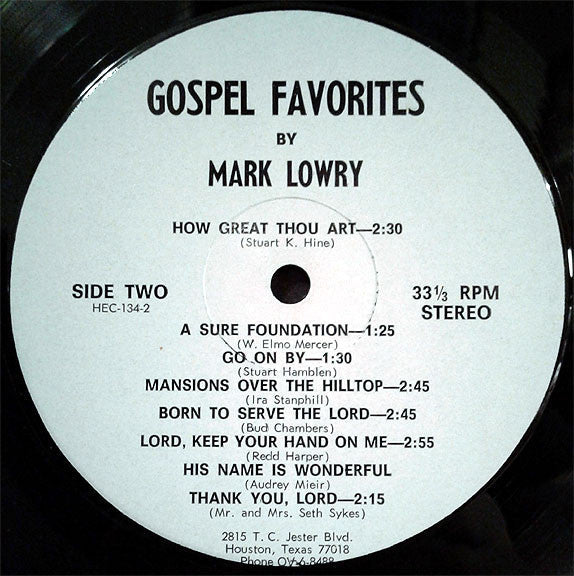 Mark Lowry  - He Touched Me Plus Other Gospel Favorites - LP